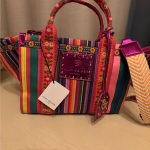 Kurt Geiger Pink and Multicolor Striped Mini Bag